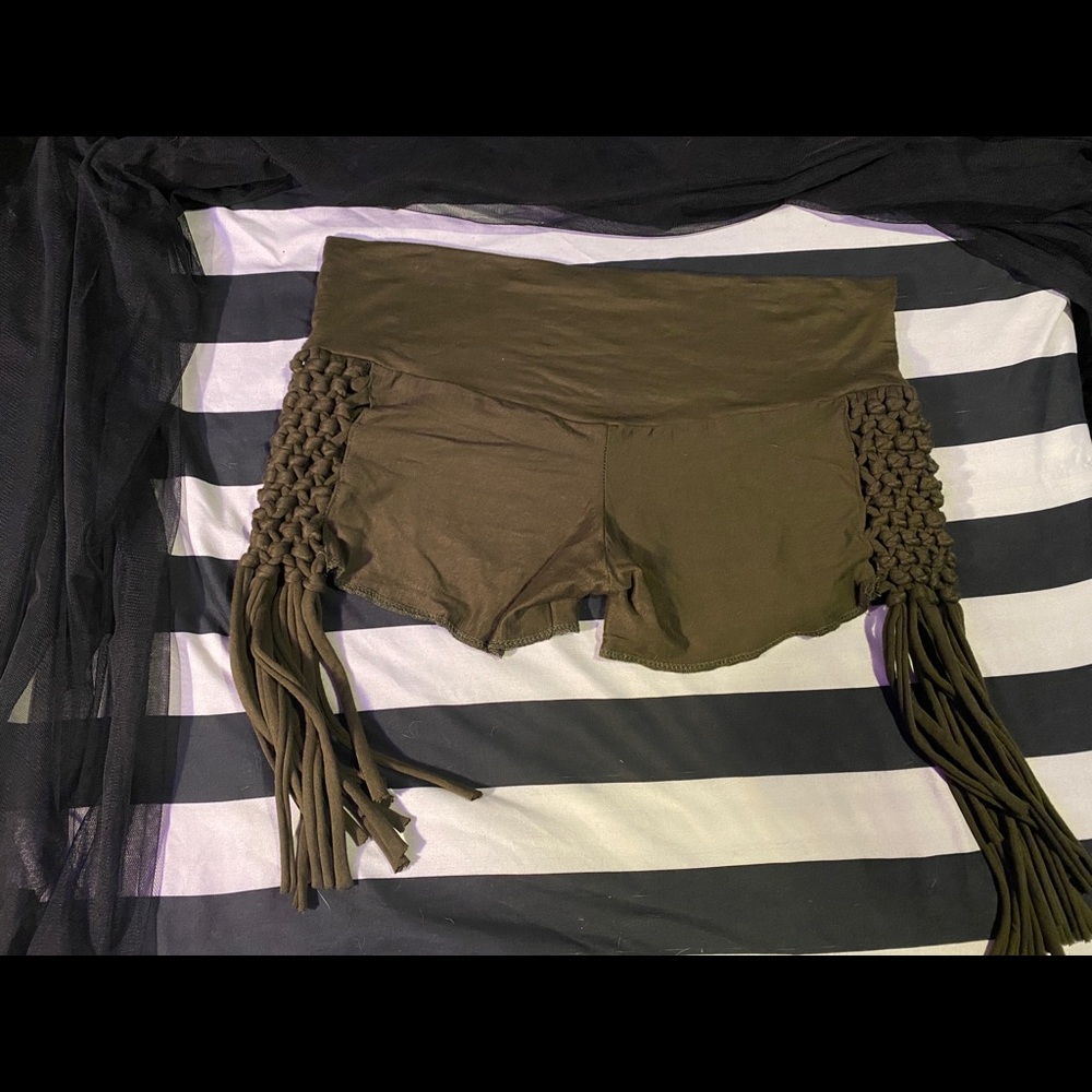 Olive green short shorts